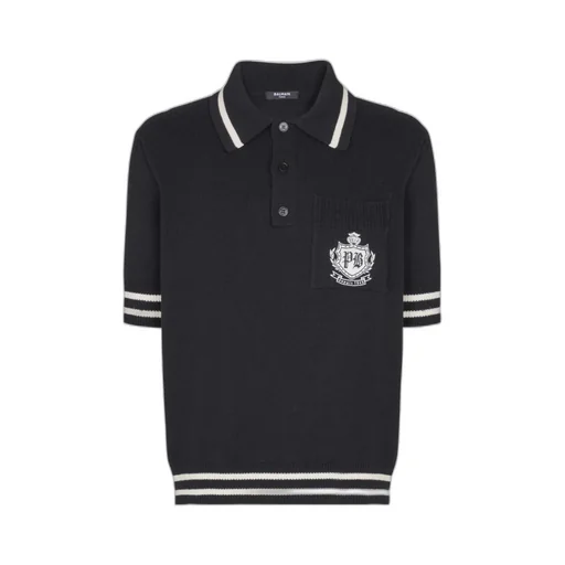 Emblem-Logo Knit Polo Shirt