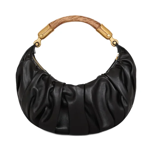 Medium Ebene Ruched Shoulder Bag