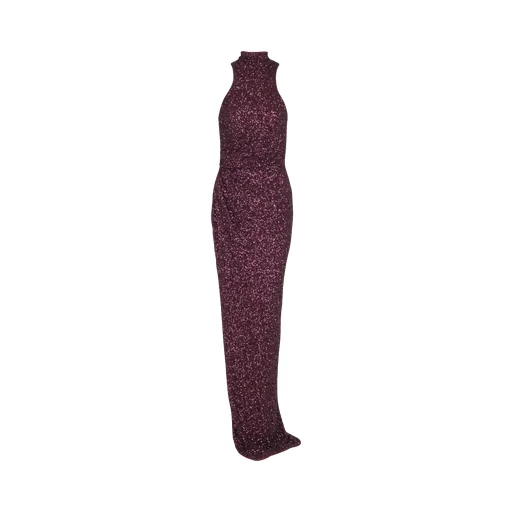 High-Neck Sequin Embellished Dress