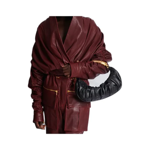 Medium Ebene Ruched Shoulder Bag