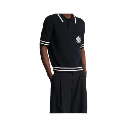 Emblem-Logo Knit Polo Shirt