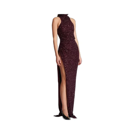 High-Neck Sequin Embellished Dress