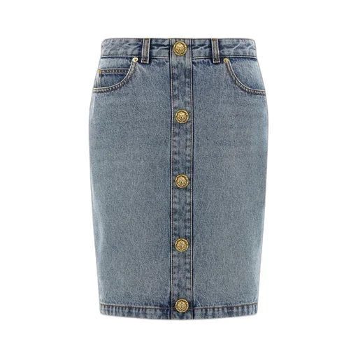 Button Embellished Denim Skirt