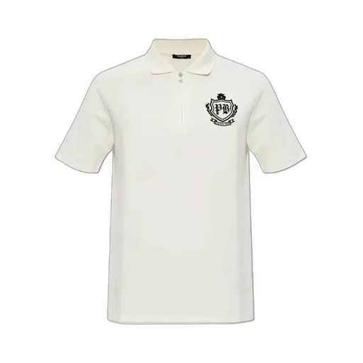 Short-Sleeved College Emblem Polo Shirt