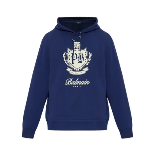 College Emblem Printed Drawstring Hoodie