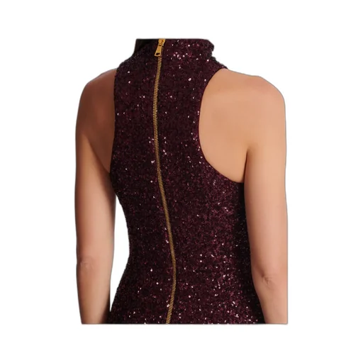 High-Neck Sequin Embellished Dress