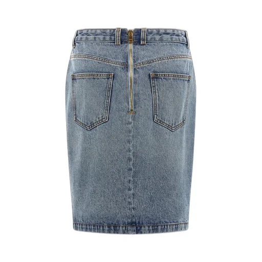 Button Embellished Denim Skirt