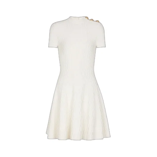 Flared Crocodile-Knit Dress