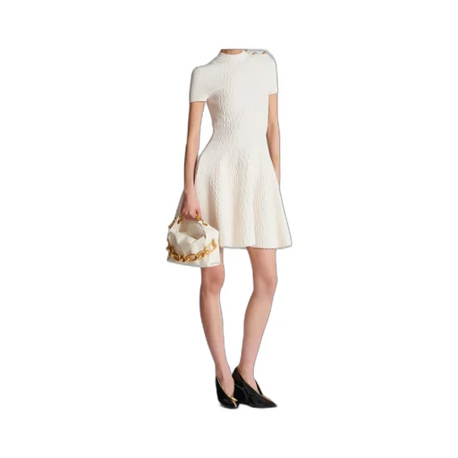 Flared Crocodile-Knit Dress