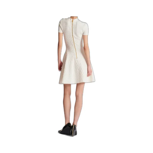 Flared Crocodile-Knit Dress