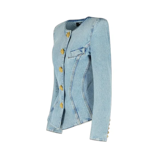 Padded Shoulder Cinched Waist Jacket