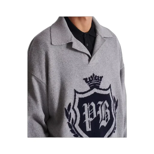 College Emblem Polo Sweater
