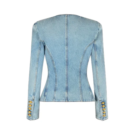 Padded Shoulder Cinched Waist Jacket