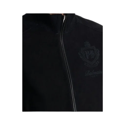 Pb Logo Embroidered Leather Jacket