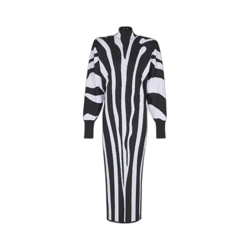 Long Knit Dress With Zebra Intarsia