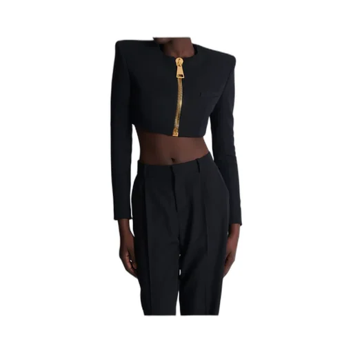 Zip-Up Padded Cropped Jacket