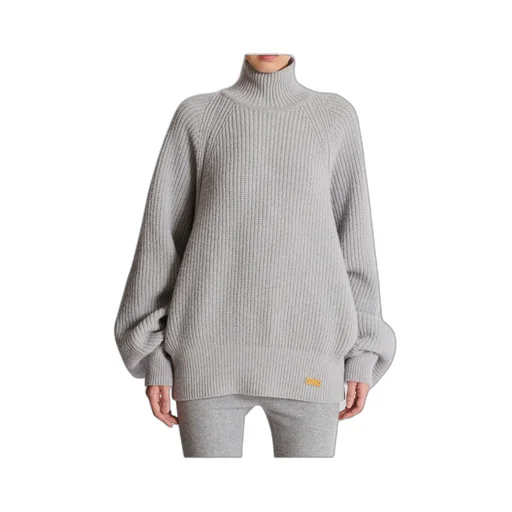 High-Neck Ribbed Knit Jumper