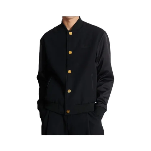 Varsity Jacket In Grain De Poudre Wool And Satin