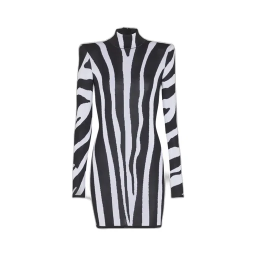 Short Knit Dress With Zebra Intarsia