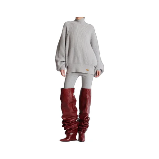 High-Neck Ribbed Knit Jumper