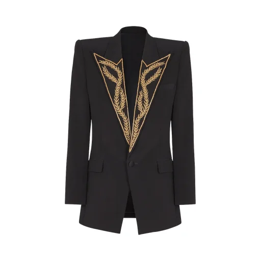 1-Button Jacket With Embroidered Collar