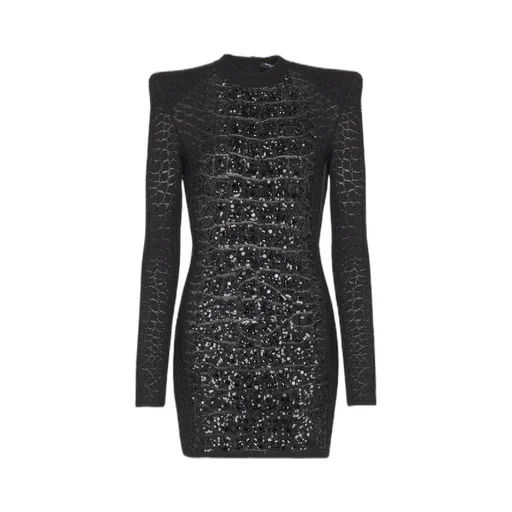 Short Sequin Dress In Crocodile Knit
