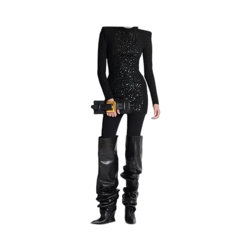 Short Sequin Dress In Crocodile Knit