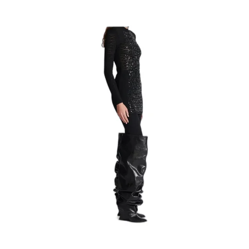 Short Sequin Dress In Crocodile Knit