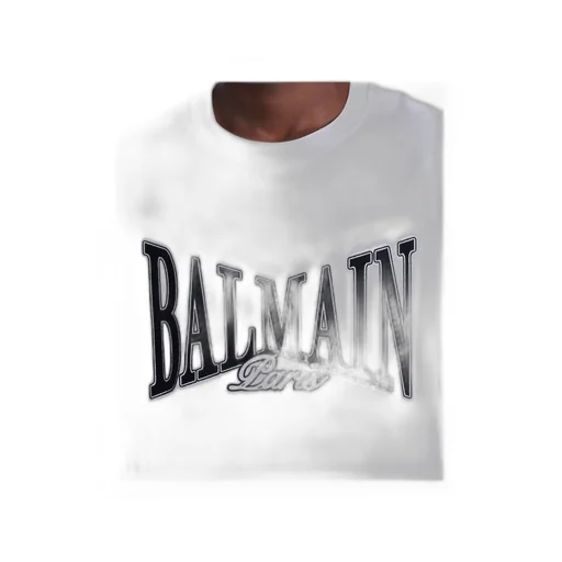 Short-Sleeved T-Shirt With Flocked Balmain College Print