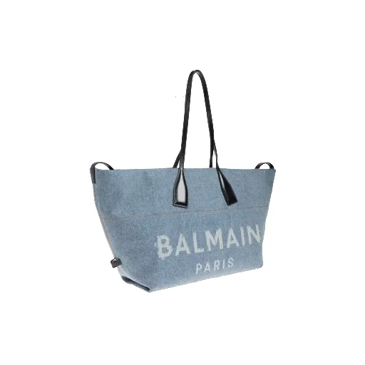 Large Logo-Print Denim Tote Bag