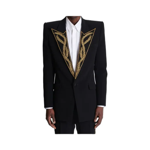 1-Button Jacket With Embroidered Collar