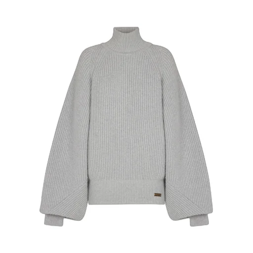 High-Neck Ribbed Knit Jumper