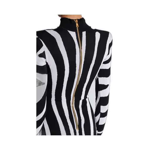 Short Knit Dress With Zebra Intarsia