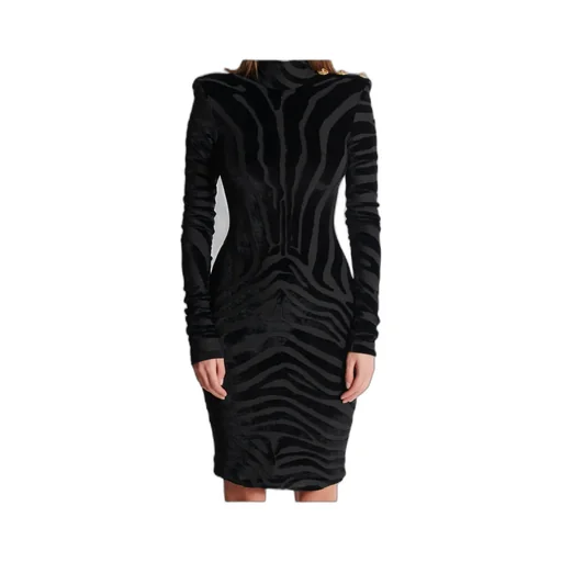 Short Zebra-Print Velvet Dress