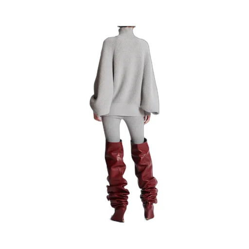 High-Neck Ribbed Knit Jumper