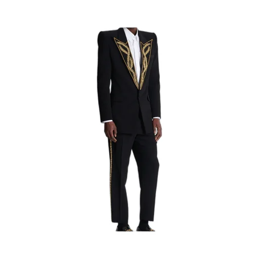 1-Button Jacket With Embroidered Collar