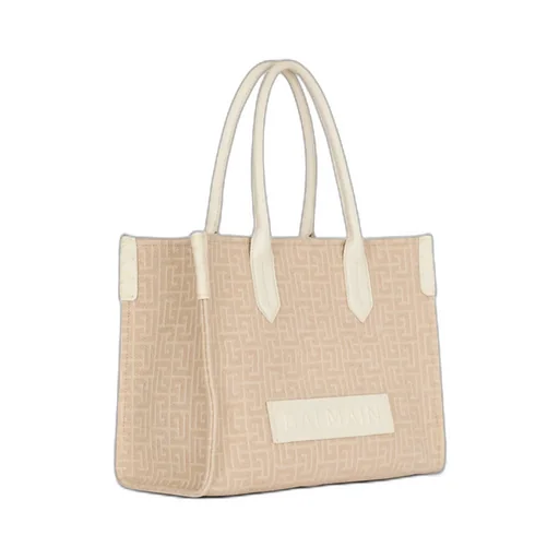 B-Army 36 Monogrammed Canvas Jacquard And Leather Tote Bag
