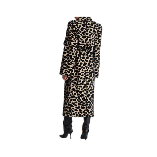 Leopard Print Jacquard Belted Trench Coat