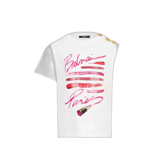 Balmain Paris T-Shirt With Lipstick Print