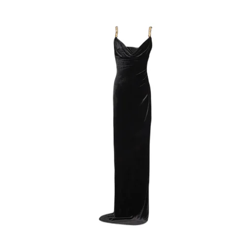 Embellished Velvet Slit Dress