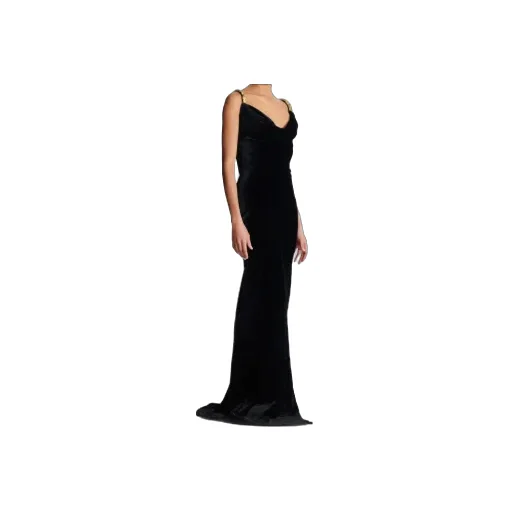 Embellished Velvet Slit Dress