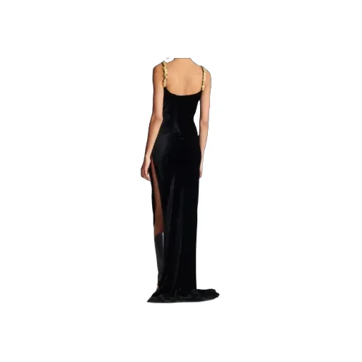 Embellished Velvet Slit Dress