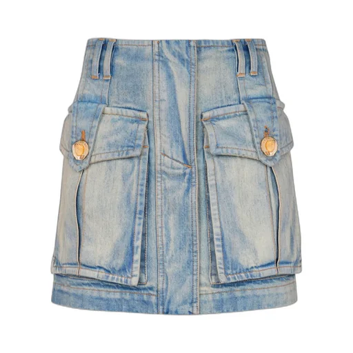 Denim Skirt With Pockets