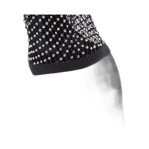 Mesh Heeled Ankle Boots With Velvet And Rhinestones
