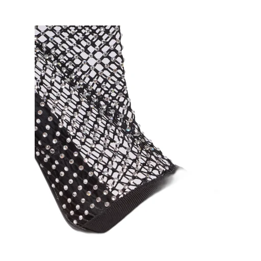 Mesh Heeled Ankle Boots With Velvet And Rhinestones