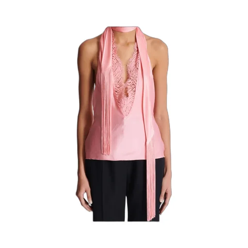 Backless Fringed Satin Top