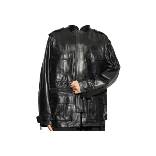 Multiple-Pocket Leather Jacket
