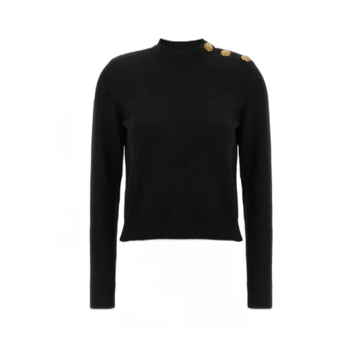 Crew-Neck Button-Embellished Sweater