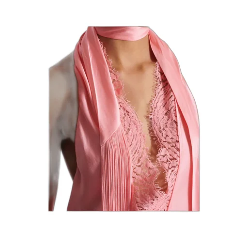 Backless Fringed Satin Top