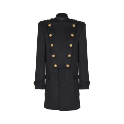 Wool And Cashmere Coat With Detachable Bib Front